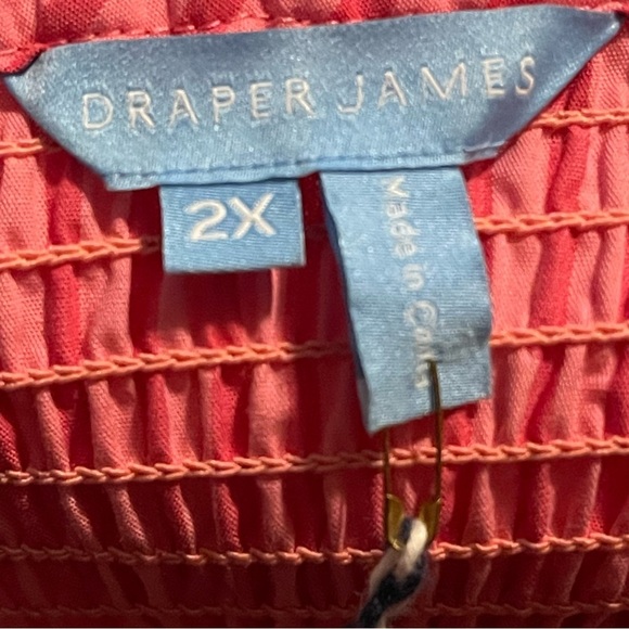 DRAPER JAMES Cam Smocked Dress In Pink Stripe Square Neckline Stretchy Size 2X - Picture 2 of 7